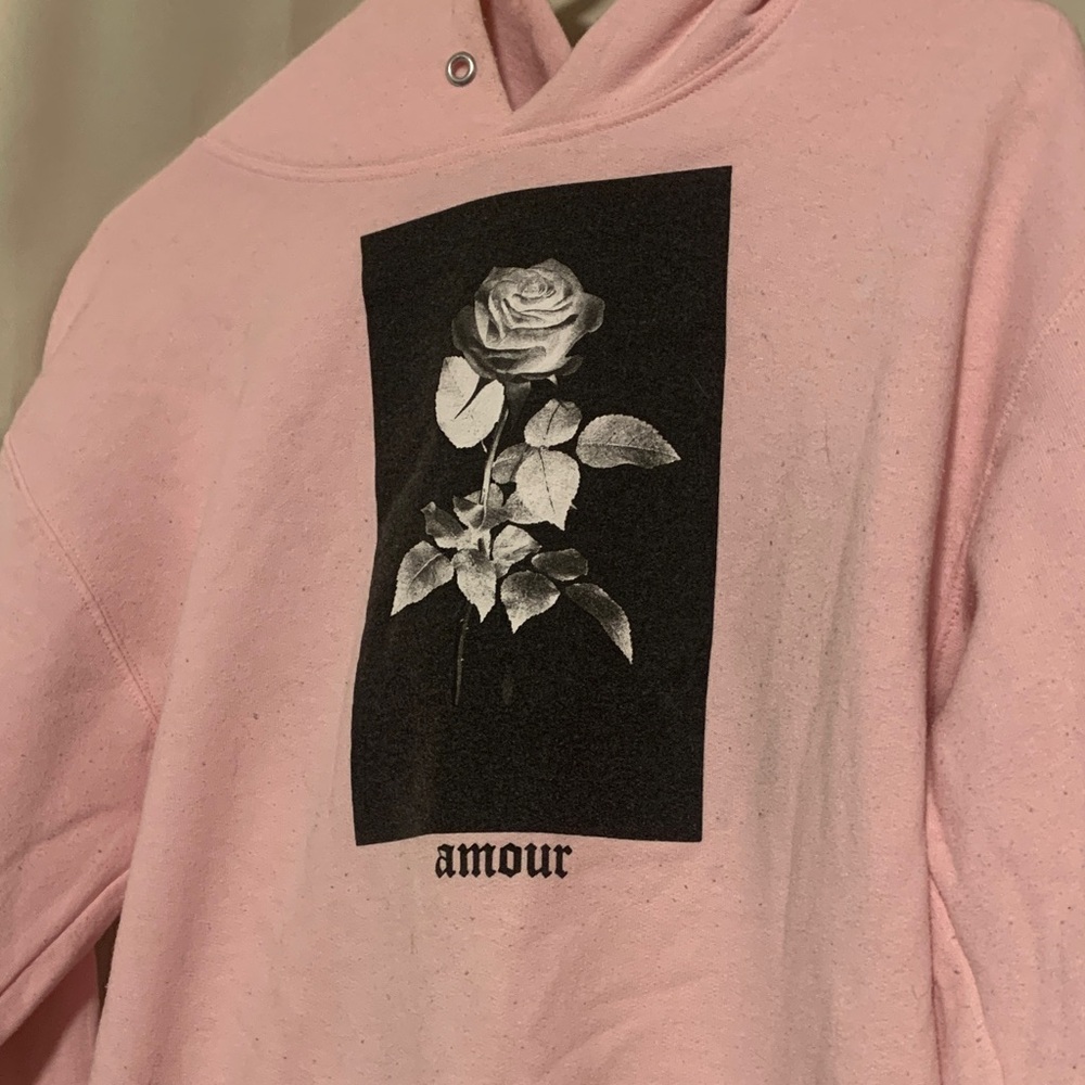 Pink Hoodie with Rose Graphic